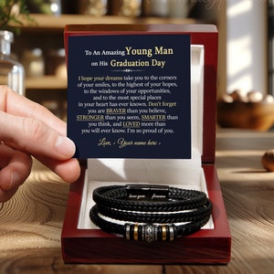 Best Graduation Gifts for Him, Personalized Bracelet for Son on Graduation Day, High School/ College Graduation Gifts for Boy, Class of 2025