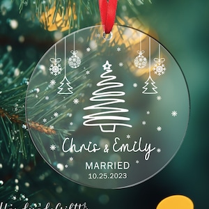 Personalized Married Christmas Ornament 2023, 1st Christmas Married Gift, Christmas Acrylic Ornament, First Christmas Together Ornament