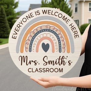 Personalized Teacher Door Sign, Teacher Door Hanger, Rainbow Teacher Sign, Classroom Decor, Teacher Gifts, Back To School Gifts For Teacher