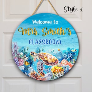 Teacher Door Sign, Ocean Sea Themed Door Sign, Classroom Door Hanger, Back To School, Classroom Welcome Sign, Classroom Decor, Teacher Gifts