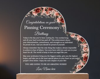 Nurses Degree Graduation Gift, Pinning Ceremony Gifts, Heart Plaque Gift for Nurse Degree Graduation, Nurse Pinning Ceremony Keepsake