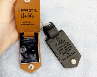 Hi Daddy Keychain, Custom Ultrasound Photo, 1st Time Dad Gift, Keychain for Daddy To Be, Baby Announce Gift, Pregnancy Gift for Dad