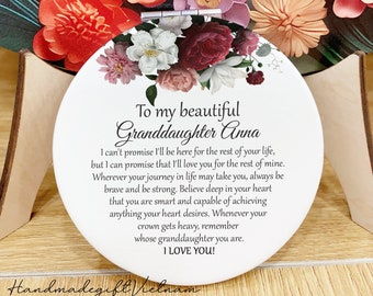 Personalized Granddaughter Mirror Gift, Granddaughter Birthday Gift from Grandma, Compact Mirror for Women, Gift from Grandparents