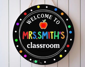 Personalized Teacher Door Sign, Classroom Welcome Sign, Custom Teacher Name Sign, Teacher Door Sign, Teacher Gift, Teacher Door Hanger