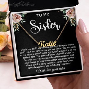 To My Sister Name Necklace, Birthday Gift for Little Sister, Big Sister Gift, Necklace for Sister from Sister, Meaningful Gift for Sister