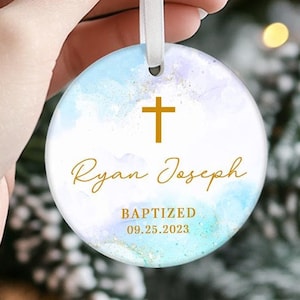 God Bless Baptism Christmas Ornaments, Baptized Ornament Keepsake, Baptism Gift for Boy, Christening Ornament Gift, Baptism Gifts