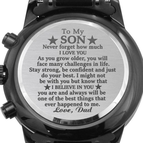 Son Gifts from Dad, Father to Son Gifts, Gifts for Son on Birthday, Grown Up Son Watch Gift, Custom Engraved Watch Christmas Gift for Son