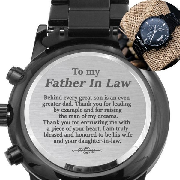 Father of The Groom Gift from Bride, Wedding Gift for Father In Law, Engraved Watch for Father In Law Gift, Bride To Father of The Groom