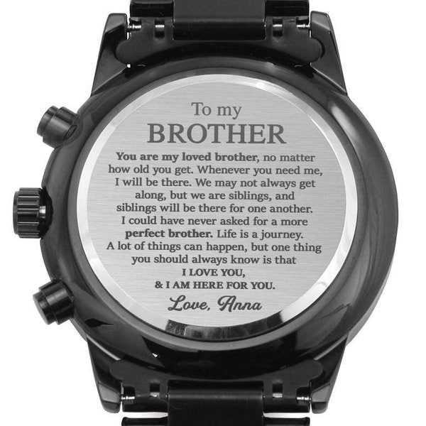 To My Brother Watch Gift, Engraved Watch for Brother from Sister, Fathers Day Gift to Brother, Brother Birthday Gift,Brother Meaningful Gift