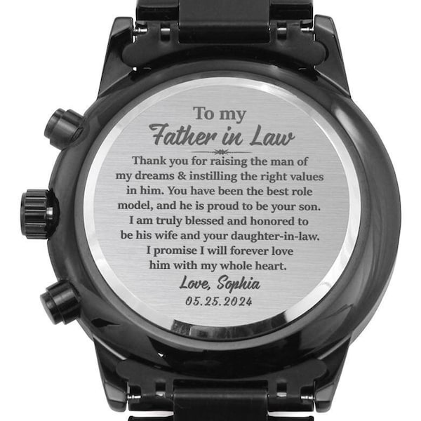 Father of The Groom Gift from Bride, Wedding Gift for Father in Law, Engraved Watch for Father In Law, Bride to Father of The Groom
