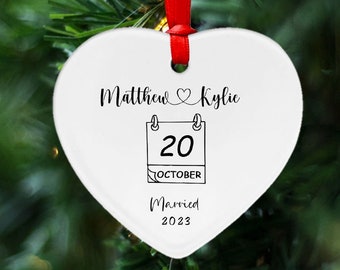 Married Ornament, Wedding Date Ornament, Anniversary Gift for Couple, Personalized Wedding Gift, Married Date Gifts
