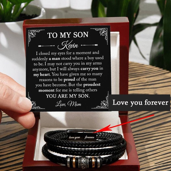 Bracelet pour fils des parents, cadeau pour fils pour son anniversaire, cadeau bracelet pour fils adulte, cadeau de remise des diplômes pour fils, cadeau fils de la promotion 2024