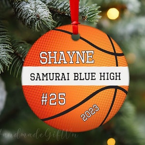 Personalized Basketball Christmas Ornament 2023, Sports Christmas Ornament, Basketball Team Ornament, Basketball Ornament Decor, Coach Gifts