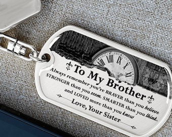 Personalized Keychain for Brother from Sister, Brother Keychain Gifts, Little Brother Gift Ideas, Brother Birthday/Graduation Gift