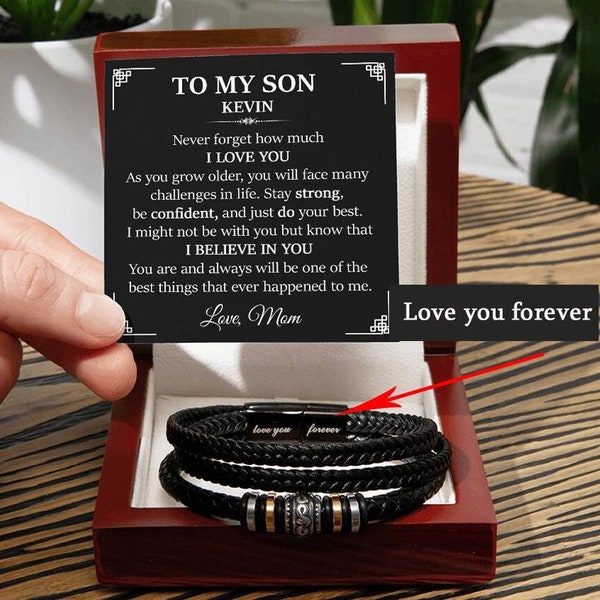 Bracelet pour fils des parents, cadeau pour fils pour son anniversaire, cadeau de bracelet pour fils adulte, cadeau de remise de diplôme pour fils, promotion 2024 pour fils