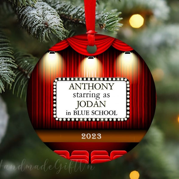 Personalized Theatre Ornament 2023, Actor Actress Performer Christmas Gift, School Play Ornament,Theatre Ornament Keepsake,Broadway Ornament