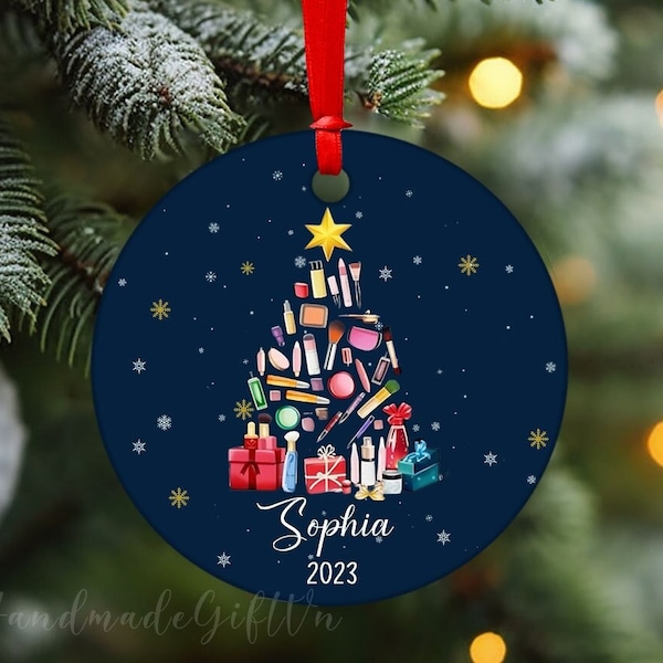 Personalized Makeup Christmas Ornament 2023, Makeup Artist Christmas Tree Ornament, Cosmetology Ornament, Makeup Christmas Gift