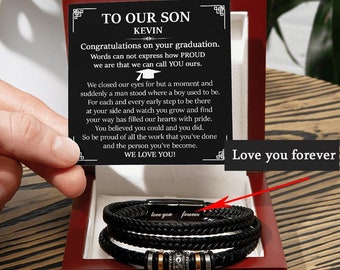 To Our Son Gift on Graduation Day 2024, Bracelet for Son on College Graduation, Meaningful Graduation Gift for Son from Mom and Dad