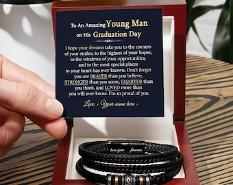 Meilleurs cadeaux de remise des diplômes pour lui, bracelet personnalisé pour fils le jour de la remise des diplômes, cadeaux de remise des diplômes d'un lycée/université pour garçon, promotion 2024