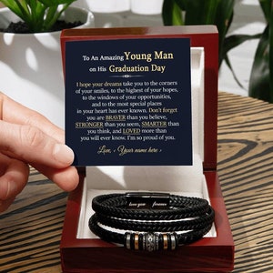 Best Graduation Gifts for Him, Personalized Bracelet for Son on Graduation Day, High School/ College Graduation Gifts for Boy, Class of 2024