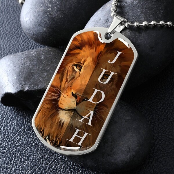 Collier Lion de Juda, pendentif Lion Yahshua, collier israélite hébreu, pendentif israélite, idée cadeau israélite, tribu de Juda pour homme