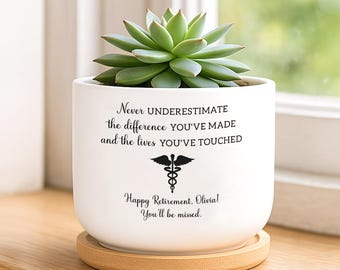Personalized Plant Pot Retirement Gifts, Happy Retirement Gift for Nurses Dotors Teachers Lawyers, Custom Succulent Planter,Custom Plant Pot