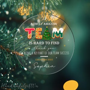 Adorno navideño de equipo realmente increíble 2025, regalo de Navidad para compañeros de trabajo, adorno corporativo personalizado, regalos de equipo, regalos de agradecimiento