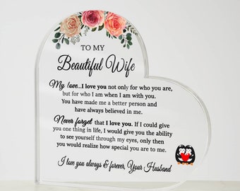 To My Wife Acrylic Plaque,Wife Birthday Gift,Wife Gift from Husband, Romantic Gift for Wife,Romantic Anniversary Gift for Wife