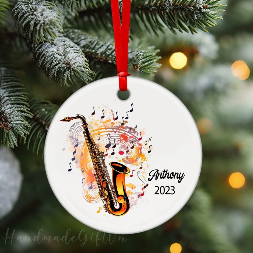 Saxophone Instrument Player Personalized Christmas Ornament, Saxophone