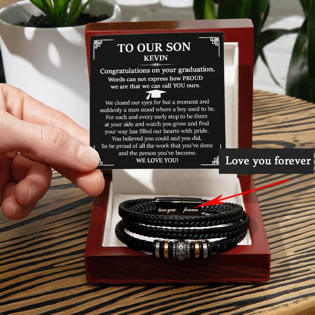 To Our Son Gift on Graduation Day, Bracelet for Son on College Graduation, Meaningful Graduation