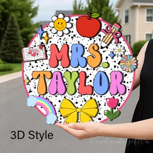 Personalized 3D Teacher Wooden Sign, Teacher Classroom Door Hanger, Teacher Appreciation Gift, Teacher Welcome Sign, Groovy Classroom Decor