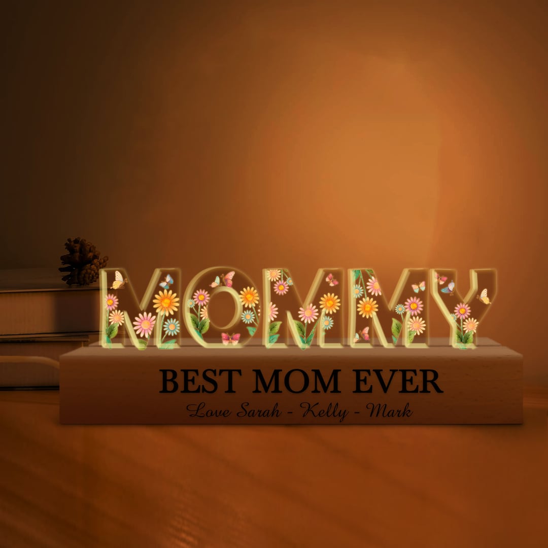 Custom Mother's Day Night Light, Mommy 3D Flower LED Light, Mom Acrylic ...