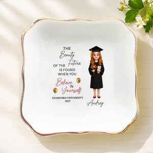Personalized Graduation Jewelry Dish for Her, Graduation Trinket Dish, PHD Graduation, Masters Degree Gift, Class of 2025