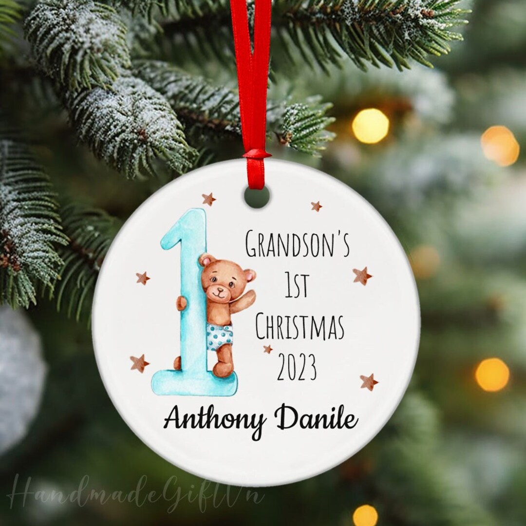Grandson's 1st Christmas Ornament, Personalized Christmas Ornament for
