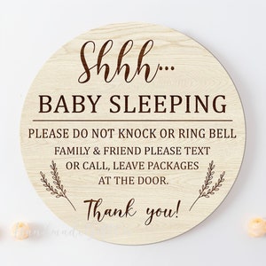 Shhh...baby Sleeping Door Sign, Don't Knock or Ring Doorbell Sign, Baby ...