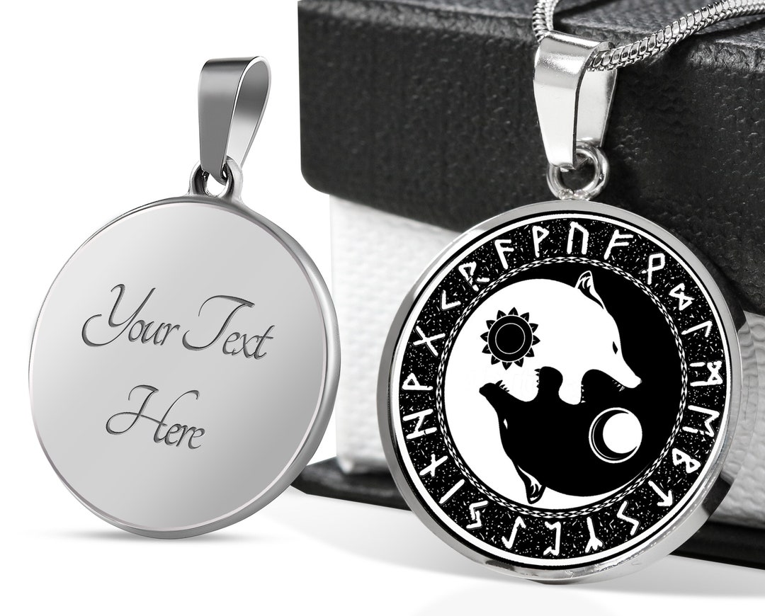 Odin Wolf Collier Pendentif Viking Yin Yang Geri Freki Norse