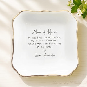 Personalized Maid of Honor Gift for Sister, Maid of Honor Ring Dish from Bride, Sister Wedding Gifts, MOH Jewelry Tray, Sister Jewelry Dish