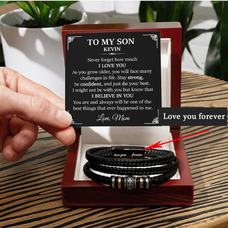 Bracelet for Son from Parents, Gift for Son on His Birthday, Grown Up Son Bracelet Gift, Graduation Gift for Son, Class of 2024 for Son image 1