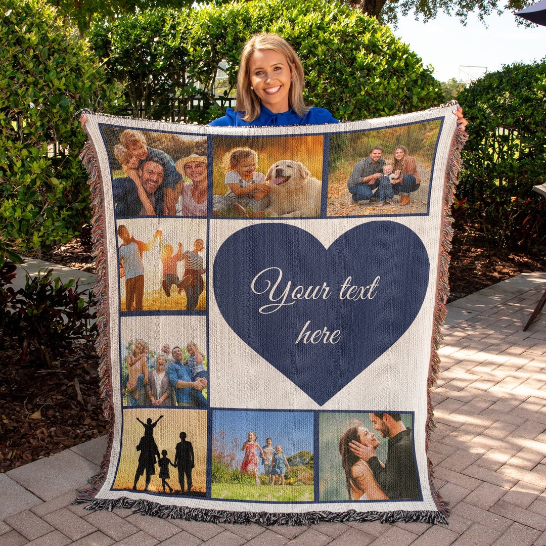 Personalized Photo Blanket Collage, Family Blanket Gift, Picture