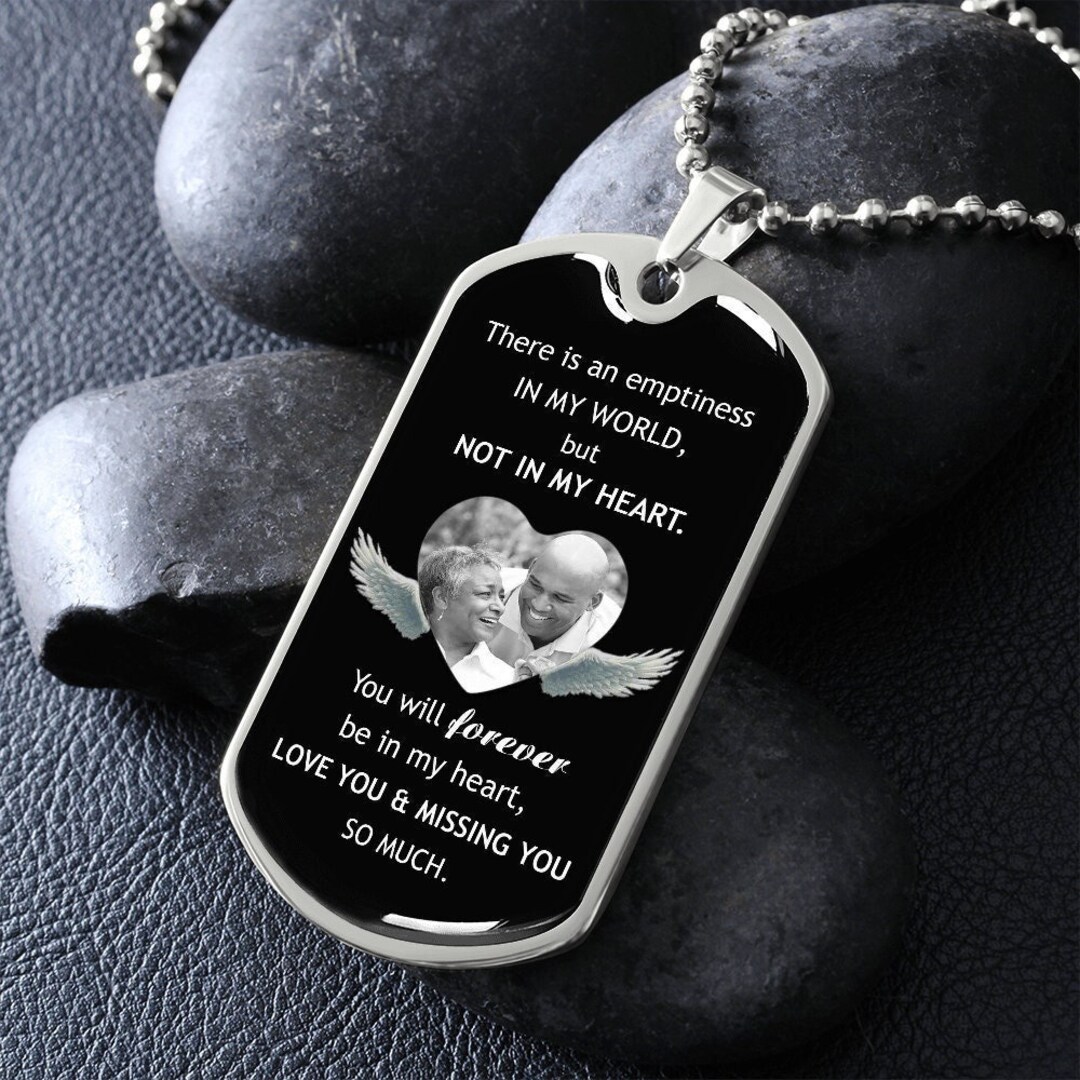 Dog Tag Memorial Necklace for Son, Memorial Custom Photo Necklace for