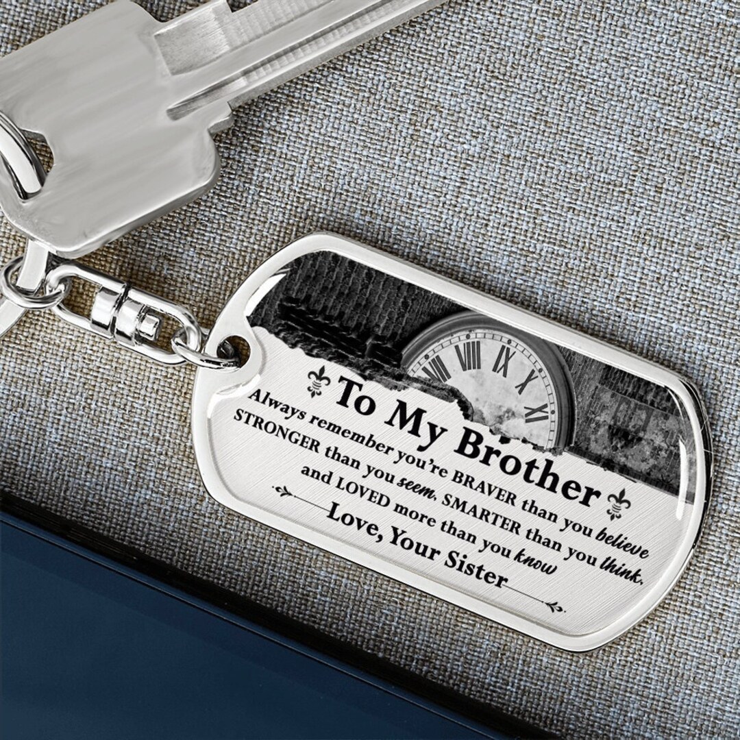 Personalized Keychain for Brother From Sister, Brother Keychain Gifts