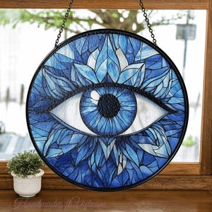 Evil Eye Stained Glass SunCatcher, Evil Eye Light Catcher, Window Decor, Spiritual Home Decor, Home Protection Decor, Evil Eye Wall Hanging