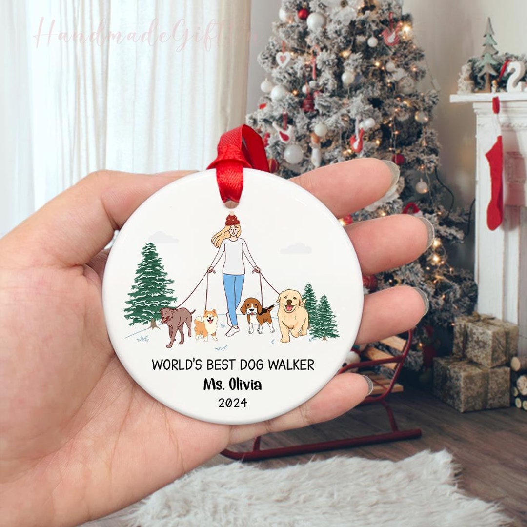 Personalized Dog Walker Ornament, Dog Walker Gift, Christmas Gift for