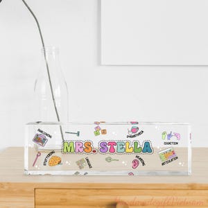 Personalized Acrylic Speech Therapist Teacher Name Plate, Acrylic Name Plate for Teacher, Office Decor, Desk Name Plaque, Name Sign Plaque