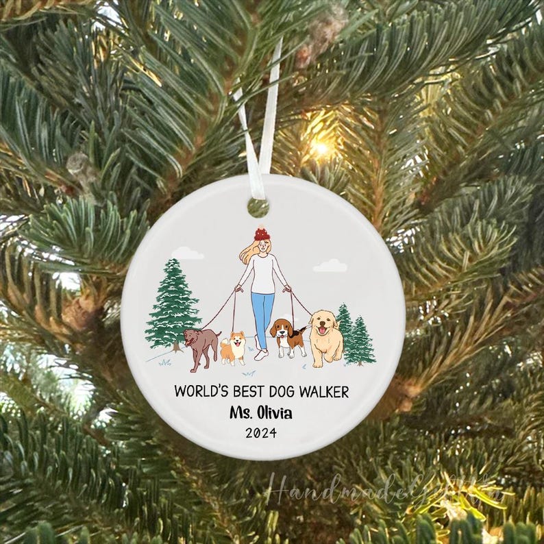 Personalized Dog Walker Ornament, Dog Walker Gift, Christmas Gift for
