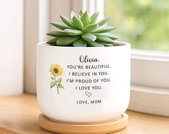 Personalized Planter Gift for Daughter, To My Daughter Gifts, Daughter&#39;s Birthday, Gift from Mom and Dad, Custom Succulent Planter
