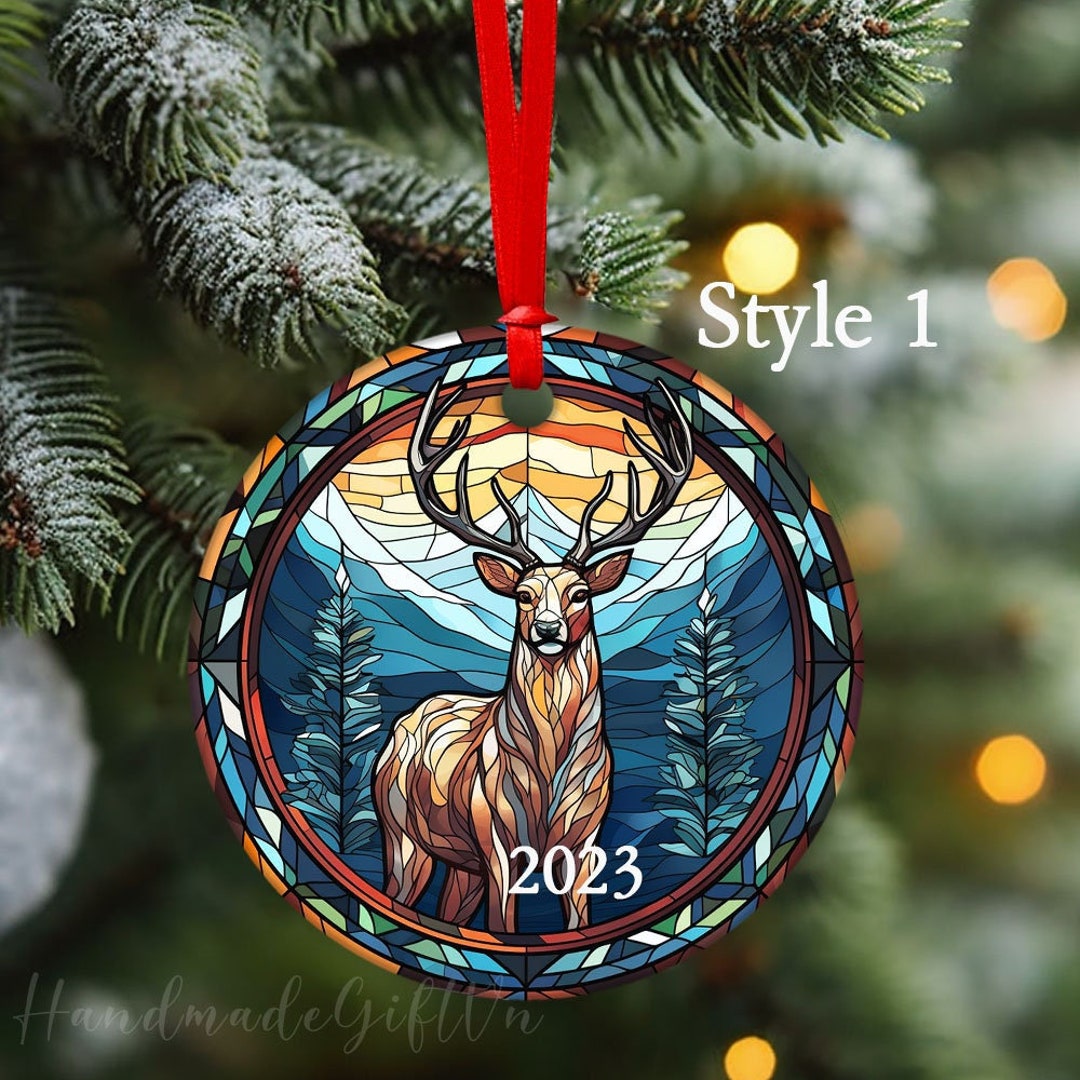 2023 Reindeer Christmas Ornament, Glass Ceramic Christmas Ornament Tree, Holiday Gift Ideas