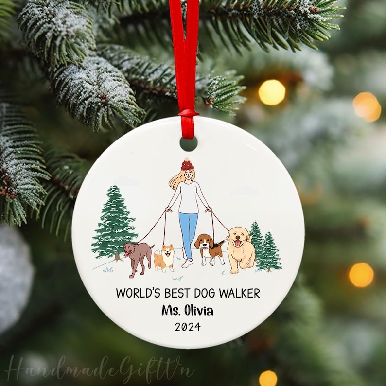 Personalized Dog Walker Ornament, Dog Walker Gift, Christmas Gift for