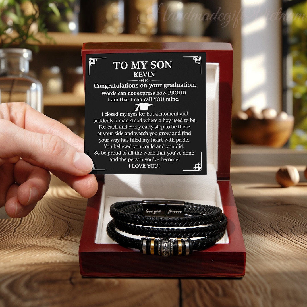 To Our Son Gift on Graduation Day 2025, Bracelet for Son on College