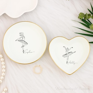 Personalized Gifts for Ballet Girl, Elegant Ballet Ring Dish, Dance Jewelry Dish, Ballet Teacher Gifts, Custom Dance Team Gifts for Girl